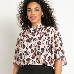 Bow Blouse with Flutter Sleeve